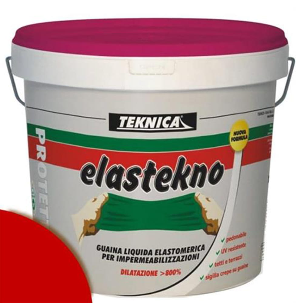 Guaina liquida fibrorinforzata impermeabilizzante TEKNICA ELASTEKNO rossa