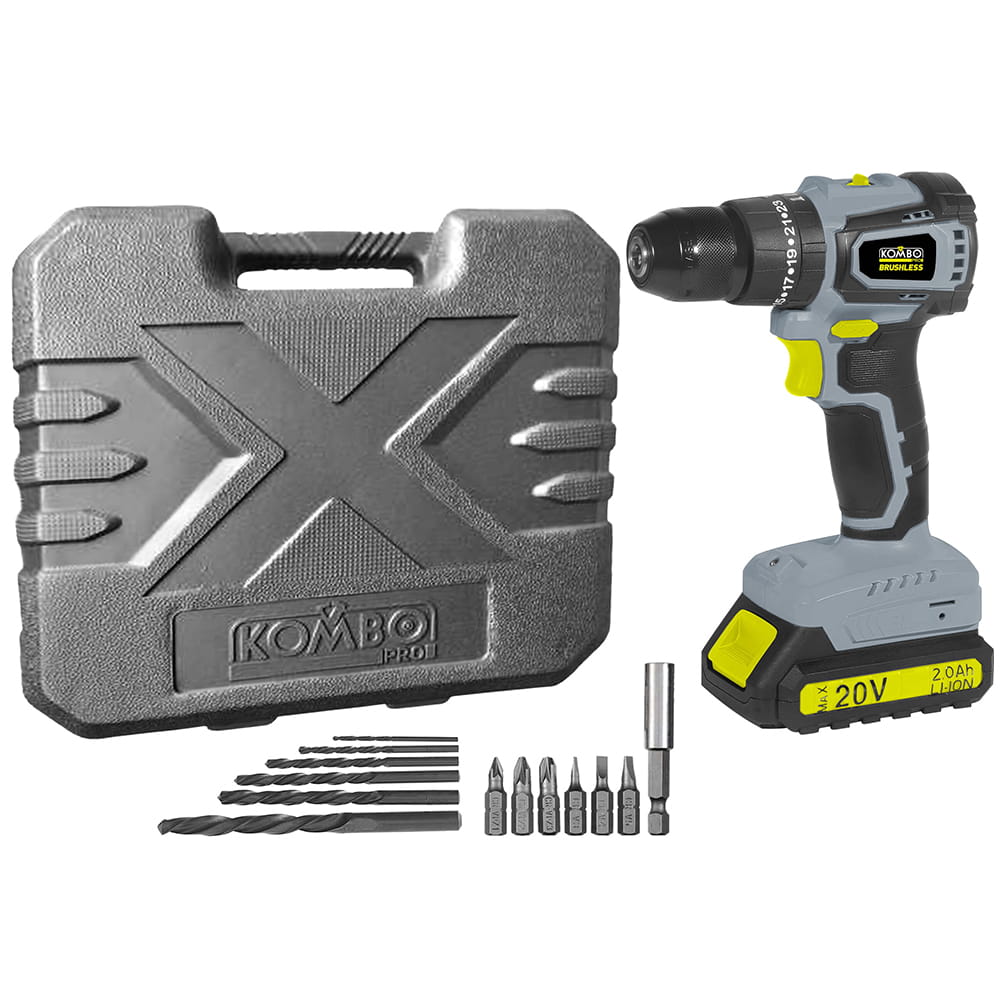Kit trapano avvitatore a percussione compact brushless 20v 2ah kombo pro blk000