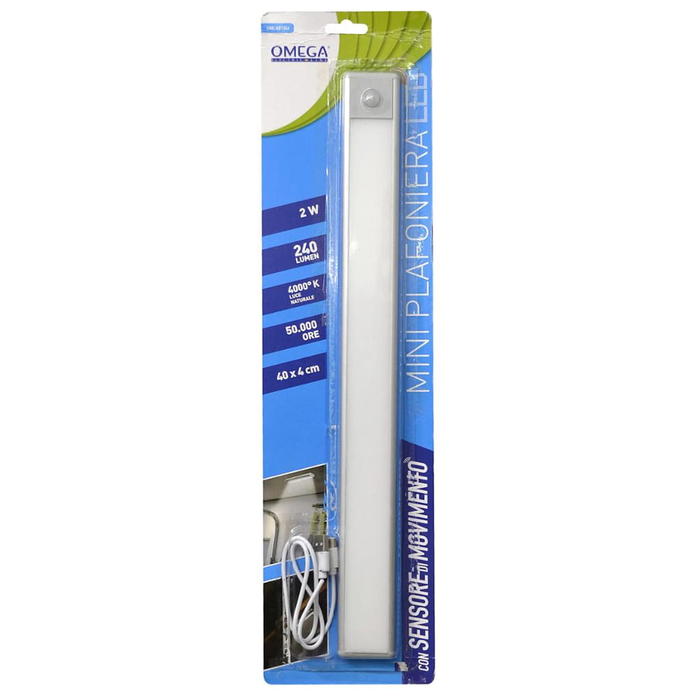 Lampada led adesiva per armadi con sensore di movimento 2W 4000K cm.40