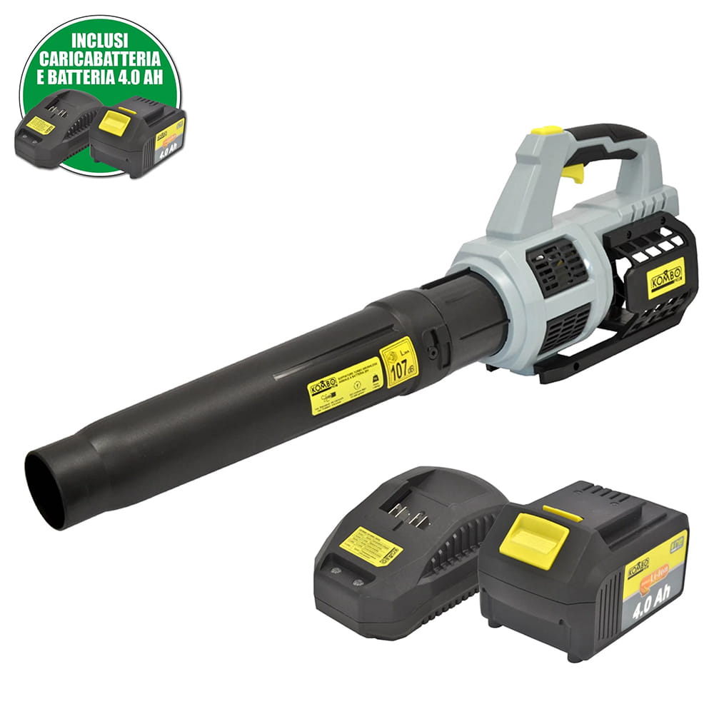 Soffiatore a batteria brushless turbo assiale KOMBO PRO 20V con batteria 20V 2Ah litio e caricabatteria
