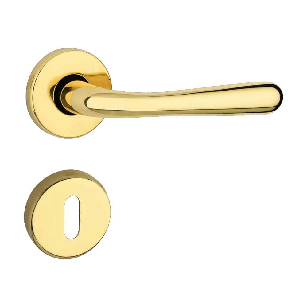 Maniglia per porte FIMET FLY oro lucido con bocchetta tonda foro chiave