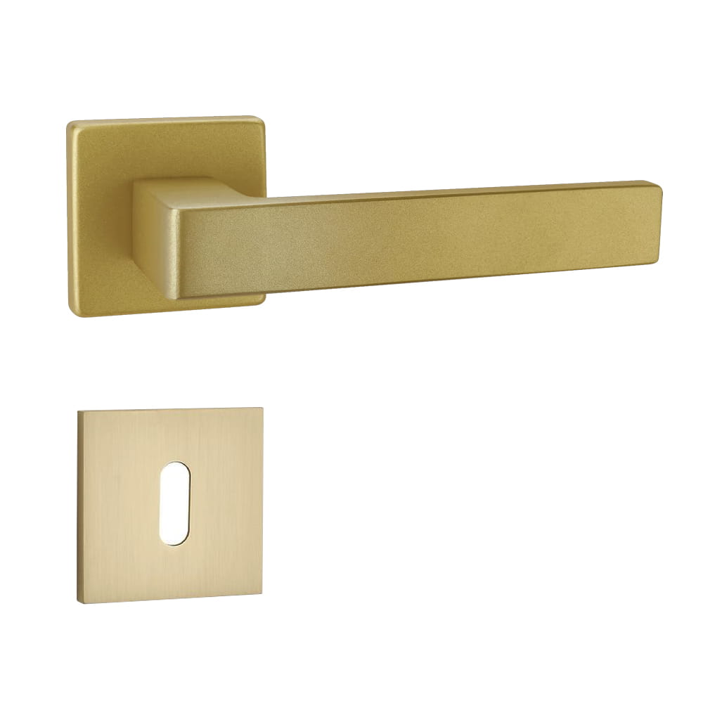 Maniglia per porte FIMET ICE oro satinato con bocchetta quadra foro chiave