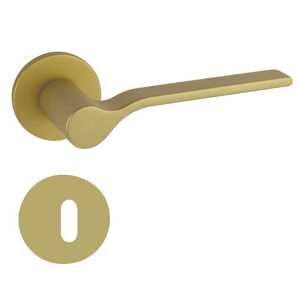 Maniglia per porte FIMET ONDA oro satinato con bocchetta tonda foro chiave