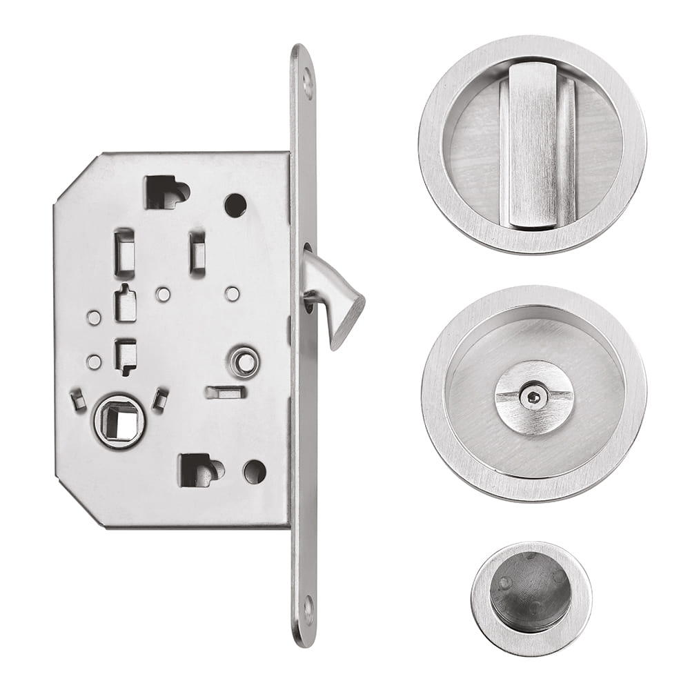 Kit porta scorrevole FIMET con serratura e nicchie tonde con nottolino cromo satinato